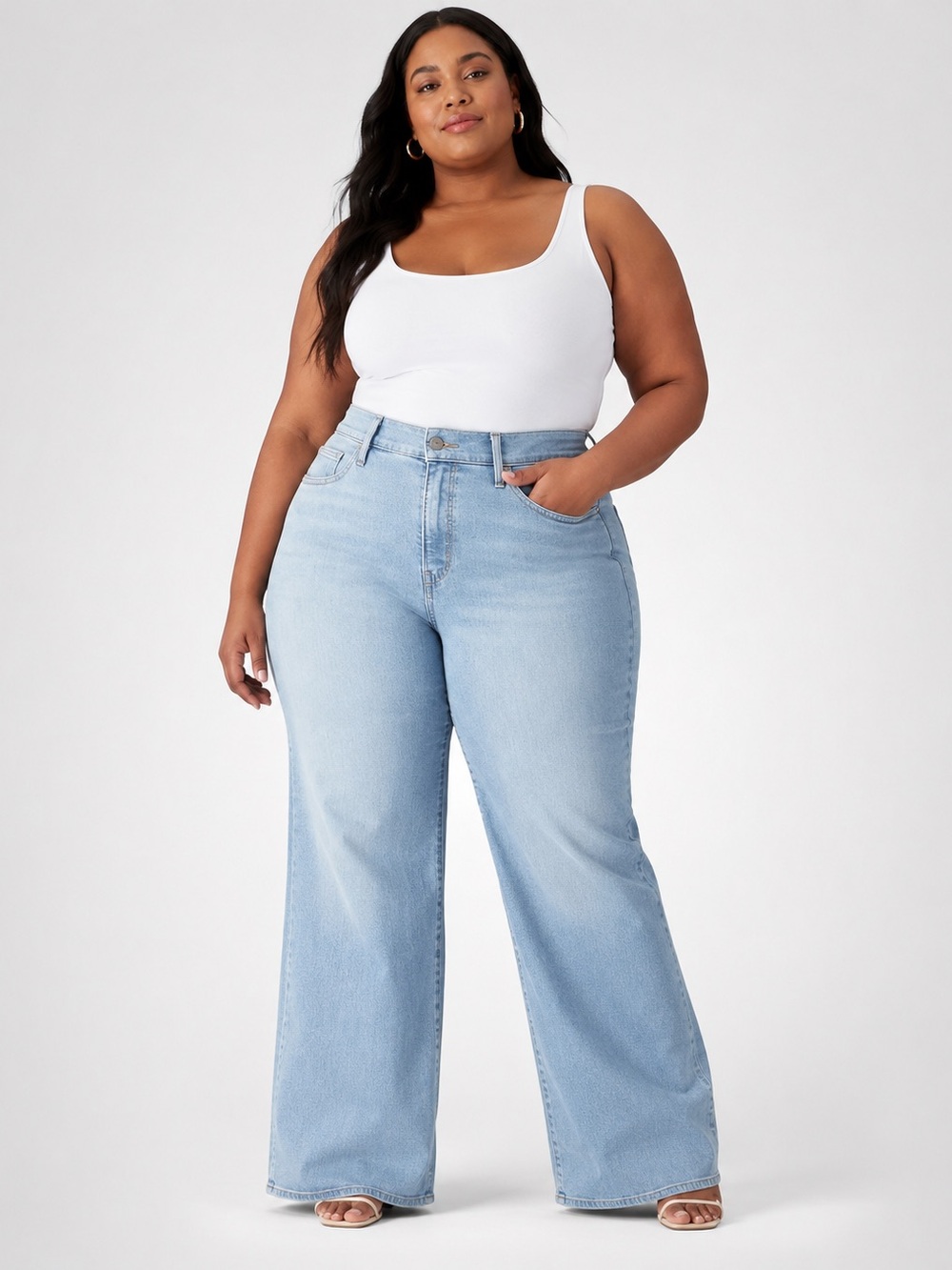Levi's Light Blue High-Rise Wide Leg Jeans - Women